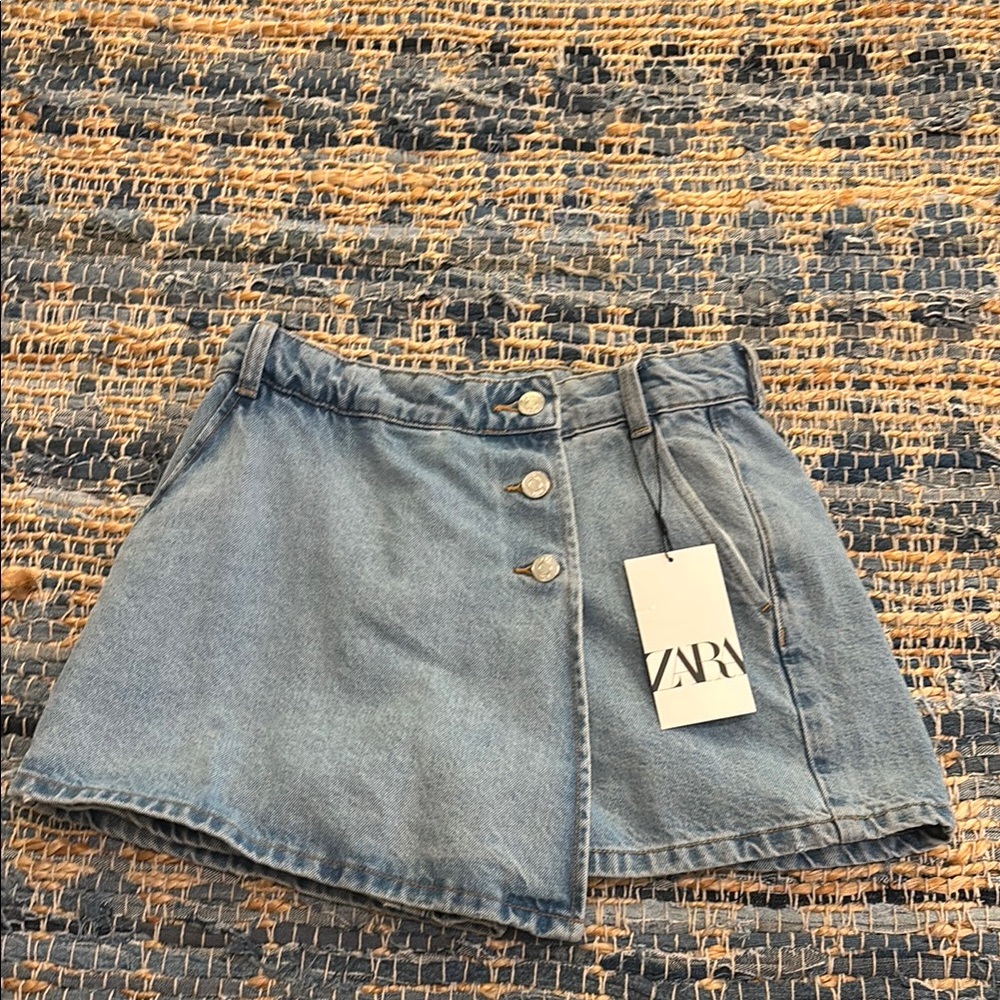 Zara Blue Denim A-Line Skort